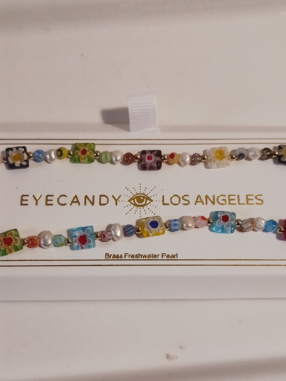 Eye Candy ⚜️Multicolor Floral Glass & Freshwater Pearl Necklace 💐